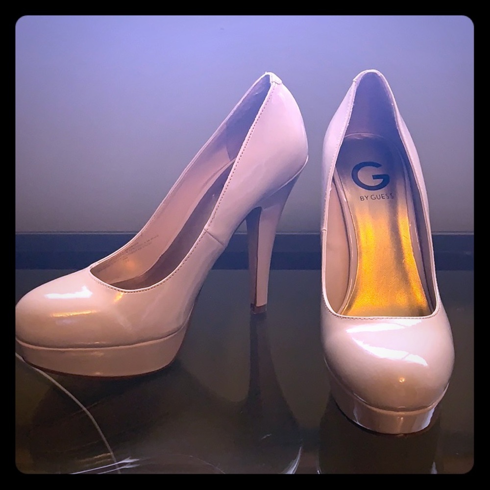 Nude patent leather heels